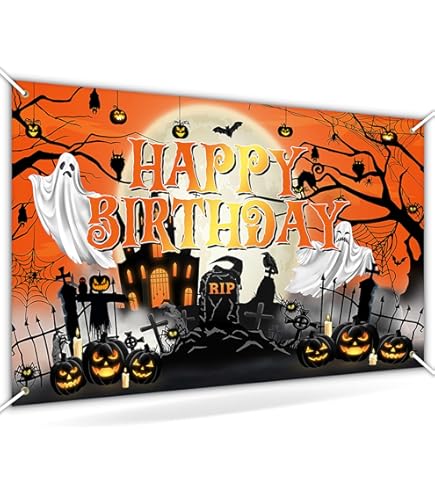 Halloween Photo Backdrop Banner - 71x43 Inch Party Decor Background For Spooky Celebrations