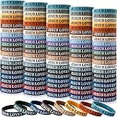 IDREAMBAND 100 Pcs Jesus Loves You Colorful Rubber Bracelets - Christian Rubber Wristbands for Men, Women & Party Favors