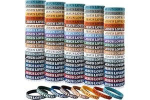 IDREAMBAND 100 Pcs Jesus Loves You Colorful Rubber Bracelets - Christian Rubber Wristbands for Men, Women & Party Favors