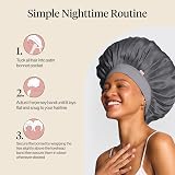 Kitsch XL Satin Bonnet for Sleeping Charcoal - Adjustable Tie Band view 7