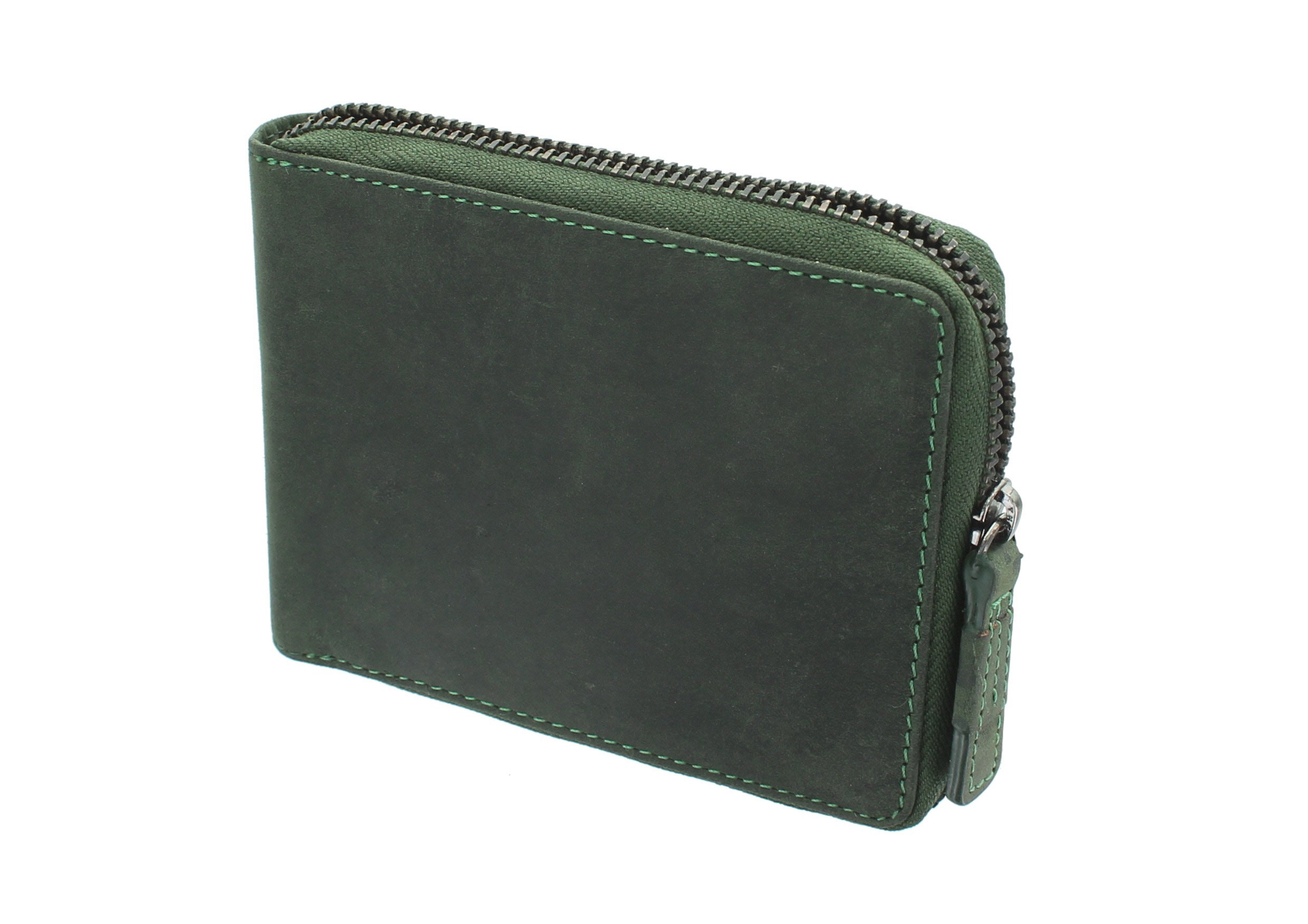 VISCONTI Hunter Zip Round Oiled Leather Bullet Wallet RFID Blocking 702 Oil Green
