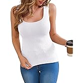 GoMamee Women's 2025 Ribbed Knit Tank Tops Square Neck Sleeveless Summer Casual Basic Tanks Shirts S-XL