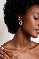 GLOQUAT CZ Silver Hoop Earrings 925 Sterling Silver