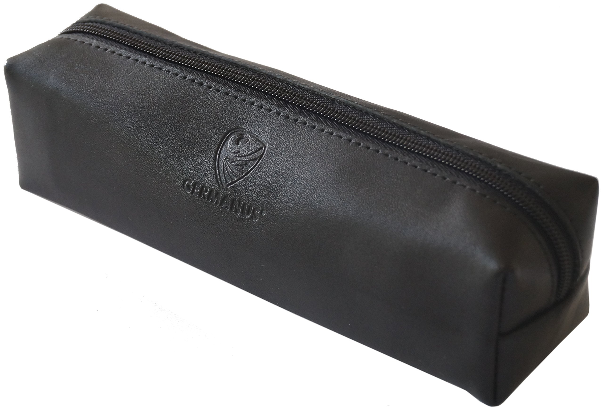 GERMANUS Leather Pencil Case Made in EU (Black)