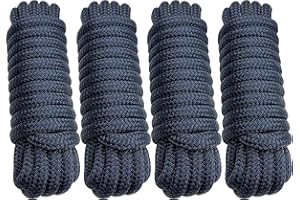 PACTHSD Dock Lines 5/8 Inch x 20 ft Double Braid Nylon Boat Dock Line with a 15" Eye, Easy to Handle Boat Ropes for Docking, Marine Grade Boat Lines, Boating Accessory - Navy Blue, 4 Pack