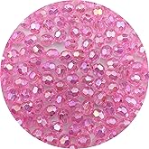 Jmassyang 800 Pieces 6mm Glossy Acrylic Faceted Beads AB Color Crystal Round Plastic Spacer Crafts Bead for DIY Necklaces Bracelets Earrings Jewelry Making Bead Curtains Home Decoration(Dark Pink AB)