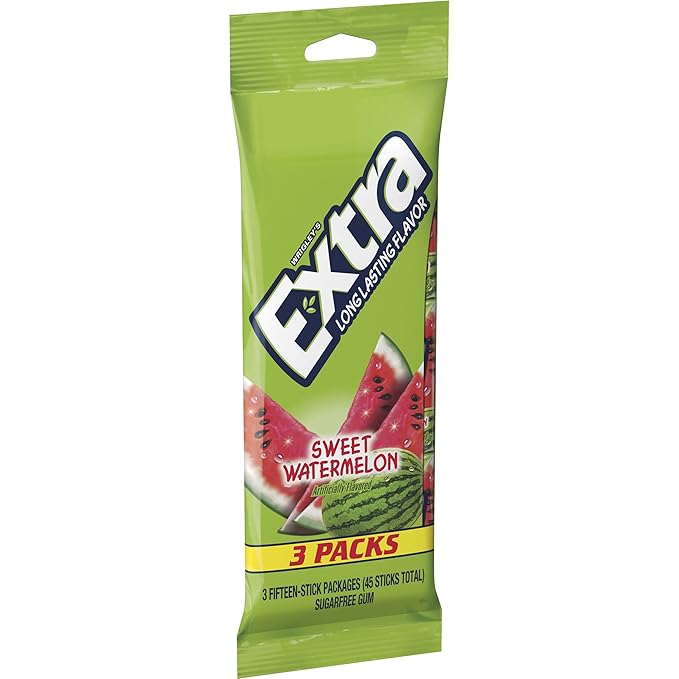 Wrigleys Extra Sweet Watermelon Sugarfree Chewing Gum 15 Stick 3 Pack ...