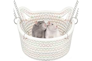 JWShang X-Large Small Animal Hammock - Chew Proof, Hanging Rat Bed Basket, Durable Cage Accessory With Sturdy Chains, Snuggling Sleeping Nest for Small Animals, Sugar Glider
