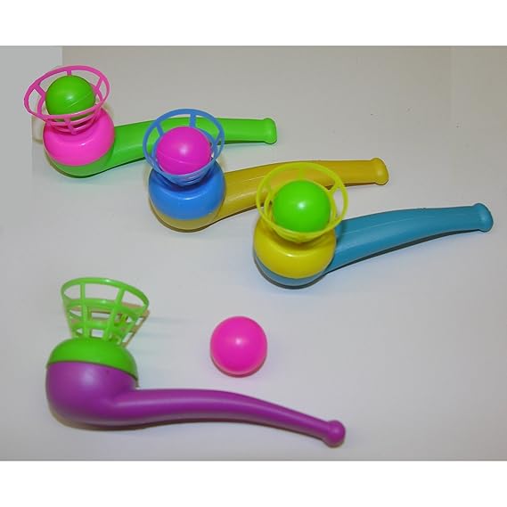 HM-Trends 4X Kinder Pustespiel Blasspiel Pfeife Schwebender Ball