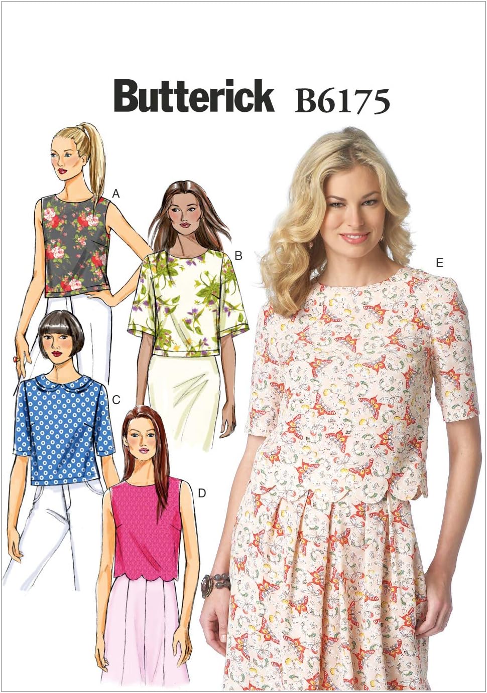 Butterick Patterns 6175 A5,Misses Top,Sizes 6-8-10-12-14,Yellow