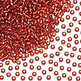 Round Glass Beads Penta Angel 2200Pcs 2mm Mini Craft Loose Spacer Pony Beads for Earring Bracelets Necklace Waist Beads Jewelry Making (Red)