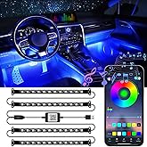 LivTee Accent Interior Car Lights, Smart Car Interior Lights with App Control, RGB LED Lights with Music Mode and DIY Mode, 2