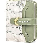 Busnos Wallets for Women Small Women's Wallet Cute Flower Ladies Women's Wallets Green Bifold Wallet Womens With Zipper Coin Pocket Purses Card Holder for Women