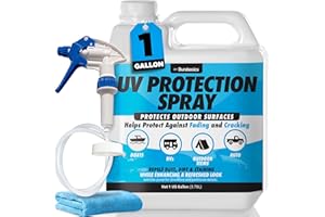 DURABASICS UV Protection Spray for Outdoor Surfaces – Helps Reduce Fading, Cracking, and Stains – Non-Greasy, Matte Finish – Includes Sprayer & Towel – Use on Vinyl, Plastic, Rubber & More