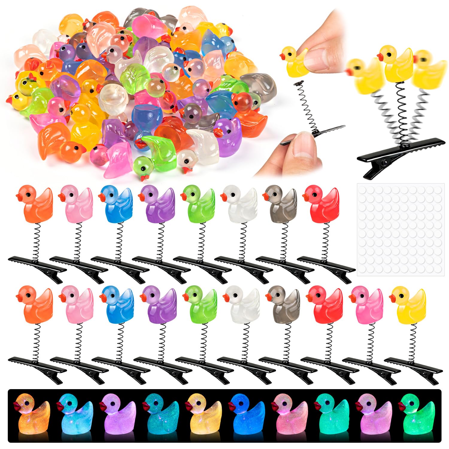 Photo 1 of 120 Pcs Sprouts Rave, DIY Cute Mini Rave Trinkets Duck Hair Clips, Festival Hairpins Accessories for Girls Party Supplies
