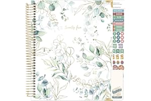 bloom daily planners 2025 Hardcover Calendar Year Goal & Vision Planner (January 2025 - December 2025) - Monthly/Weekly Column View Agenda Organizer - 7.5" x 9" - Eucalyptus, White