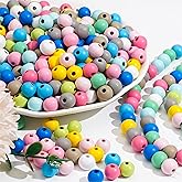 HERZWILD 500Pcs Colorful Round Wooden Beads for Craft Natual Wood Beads Assorted Farmhouse Loose Craft Bead Painted Wooden Bead for Jewelry Making Friendship Bracelet Holiday Decorations(10mm)