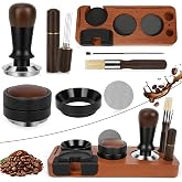 8 PCS Espresso Accessories Kit, 51mm Espresso Tamper Kit &amp; Tamping Station | Coffee Tamper Set with Distributor, WDT Tool, Dosing Funnel &ndash; Barista Tools for Home Brewing, Fits Delonghi 51mm Portafilter