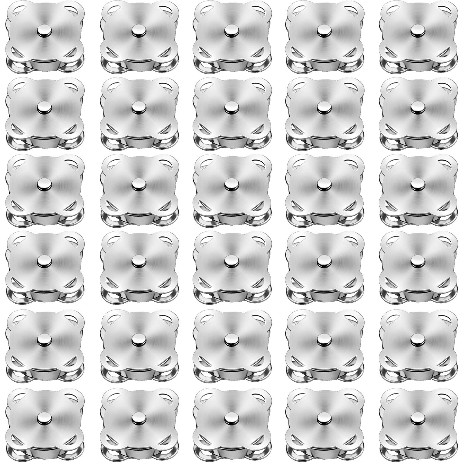 Aeuln 30 Pack Silver Metal Magnetic Button, Plum Shape, Ideal for Clothing, Bags, DIY Crafts (19mm)