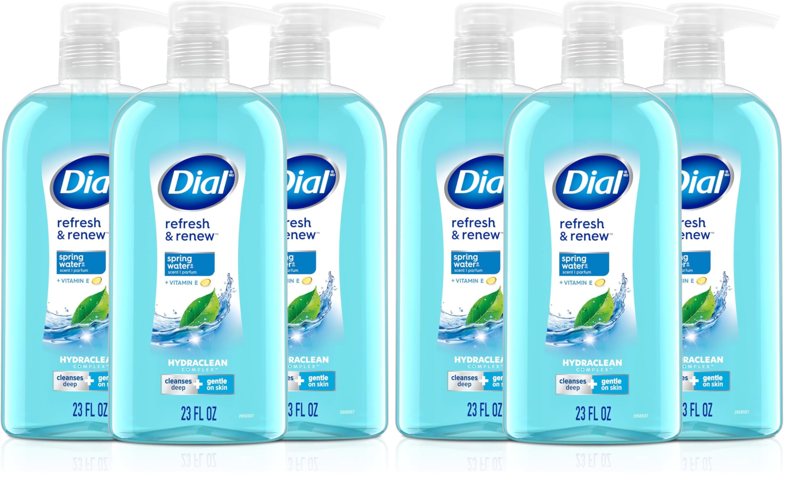 Dial Body Wash,Refresh & Renew Spring Water,23 Fl Oz,Hydraclean Complex & Vitamin E,Gentle,Leaves Skin Feeling Nourished,Dermatologist-Tested,No Parabens-& Sulfates,(Pack of 6) Image
