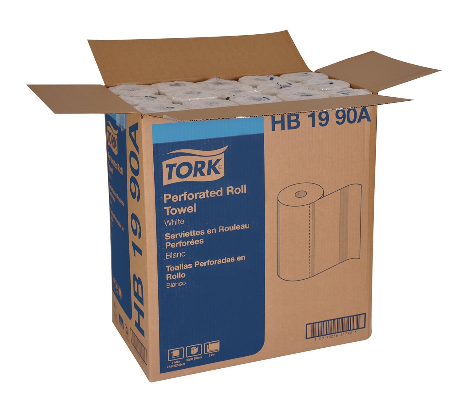 Tork HB1990A Perforated Paper Roll Towel, 2-Ply, 11" Width x 9" Length, White (Case of 30 Rolls, 84 Per Roll, 2, 520 Towels): Paper Towels: Industrial & Scientific