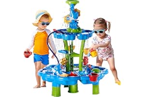 BEBY BUTY Water Table with Pump for Toddler Kids Ages 3-5 4-8, 2-Tier 3 in 1 Flower Shape Water Table, Kids Summer Outdoor Beach Pool Toys Water Play Sensory Table, Perfect Birthday Party Gifts for Boys Girls