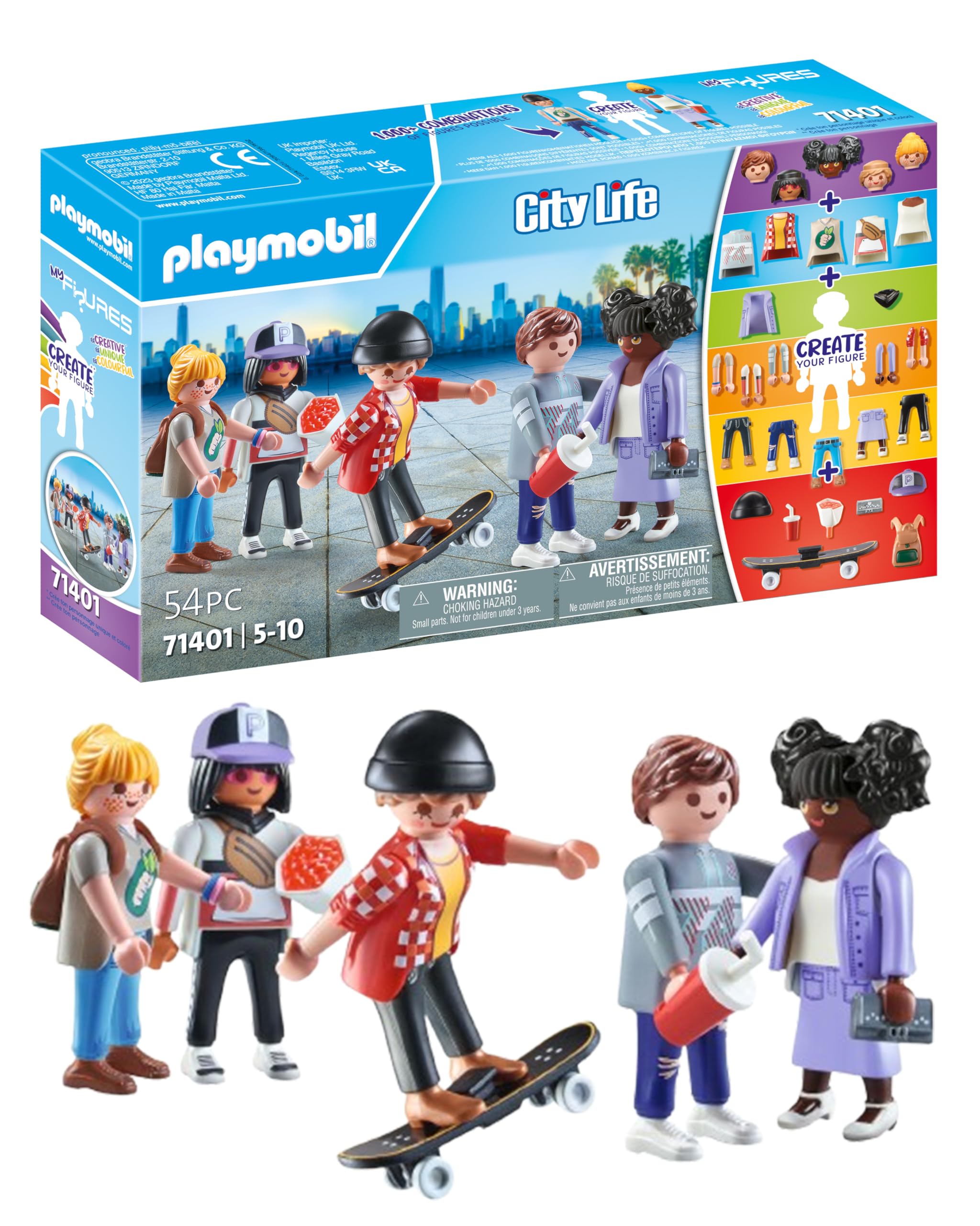 Playmobil 71401 My Figures Fashion, City Life, 5 play figures with more than 1000 possible combinations, fun imaginative role-play, playsets suitable for children ages 5+