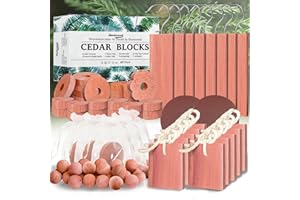 SHARKWOODS Cedar Blocks for Clothes Storage 67 Pack, Cedar Chips, Cedar Wood Balls and Rings, 100% Natural Aromatic Accessories for Closets and Drawers Freshener