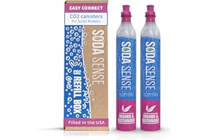Soda Sense Easy Connect 60L CO2 Exchange Canister – 2 Pack, Replacement for Quick Connect Cylinder – Compatible with SodaStream PINK Snap-On Machines ONLY, Including ART, TERRA, ENSO & DUO