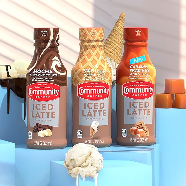 COMMUNITY COFFEE CARAMEL PRALINES AND CREAM ICED LATTE READY TO DRINK, 13.7 OUNCE BOTTLE (PACK OF 1)