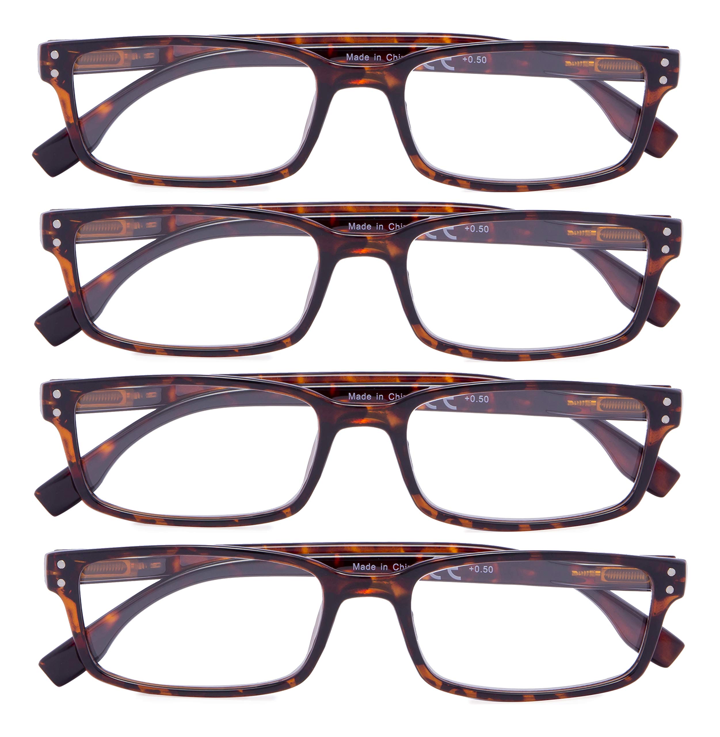 CessBlu 4 Pack Vintage Reading Glasses Men Comfort Readers Women Reading Eyeglasses(DEMI,+1.00)