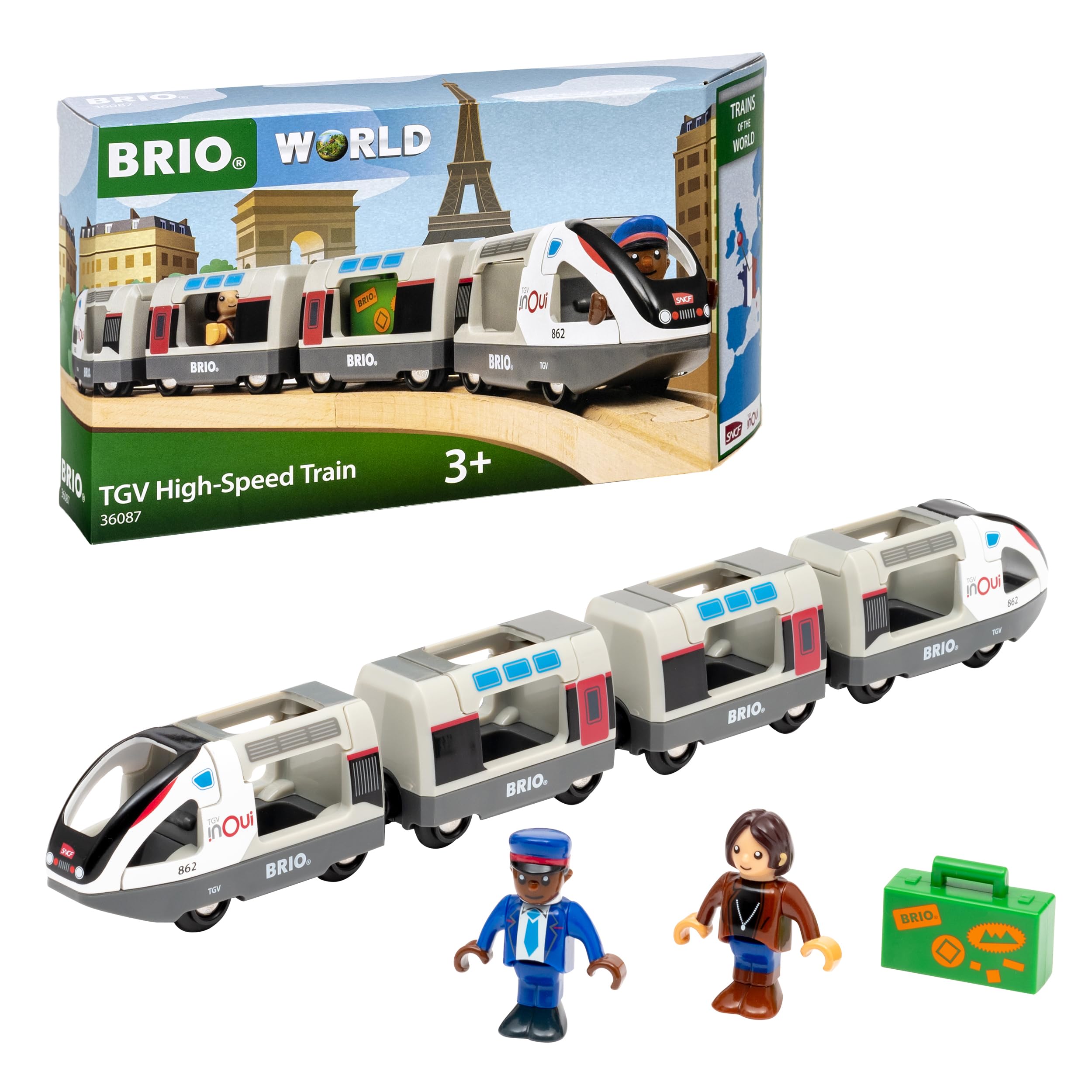 BRIO World TGV inOui French Toy Train and Carriages for Kids Age 3 Years Up - Wooden Railway Accessories