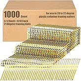 Pasimy 1000 Per Box 3-1/2 x 0.131 Inch 21 EG Degree Framing Nails | Plastic Collated Galvanized, Smooth Shank Round Head, for 20-22 Degree Nail Gun, Compatible with Framing Nailers