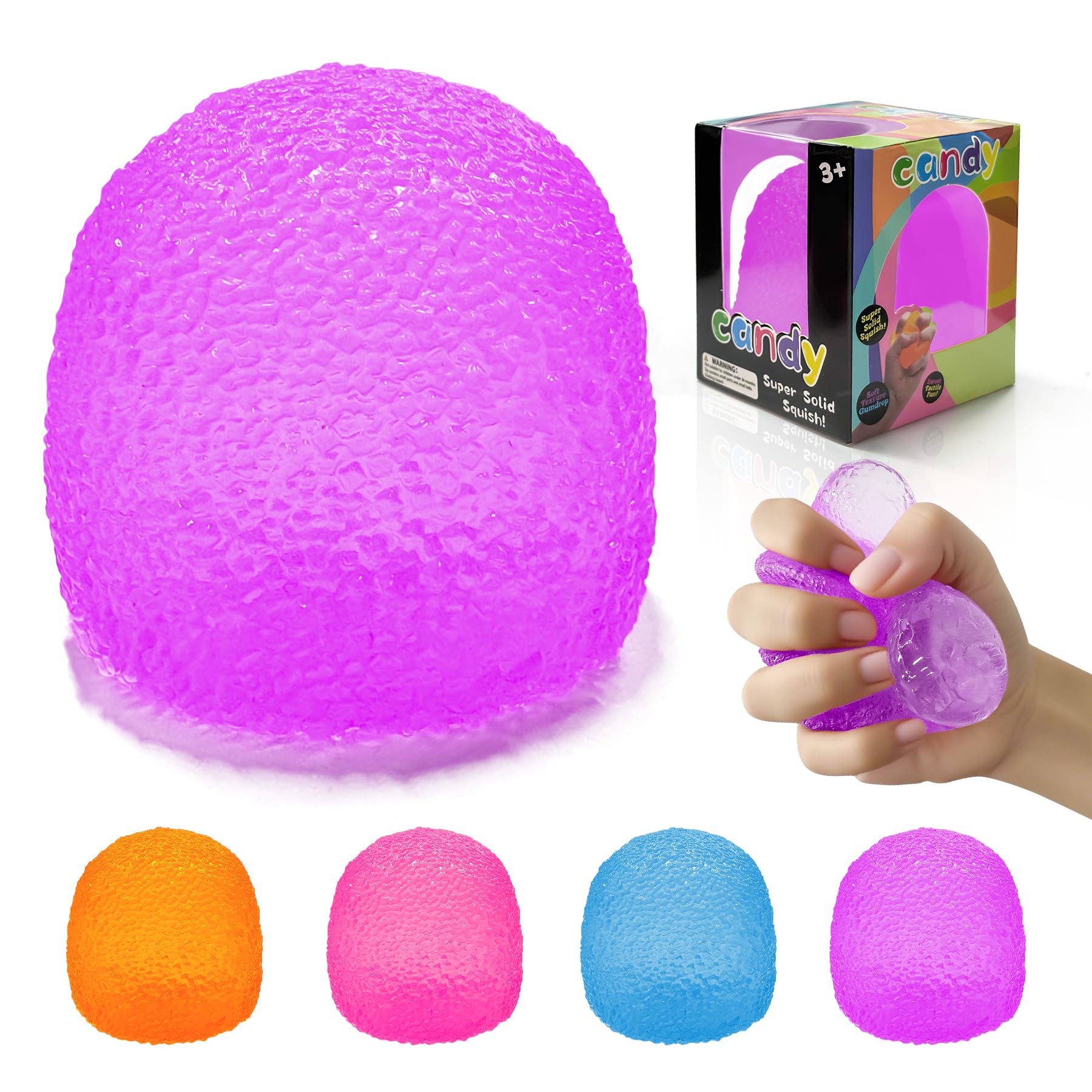 Photo 1 of 1pc Squishy Fidget Toys Stress for Kids and Adults, Super Solid Jelly-Like Squeeze Ball, Sensory for Stress Relief, Birthday Gifts and Party Favors(Purple)