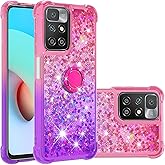 CCSmall Case for Xiaomi Redmi 10 with Magnetic Ring Kickstand, Gradient Quicksand Glitter Flowing Liquid Floating Women Girls Cute Phone Case Clear TPU Cover for Xiaomi Redmi 10 JB Pink Mauve