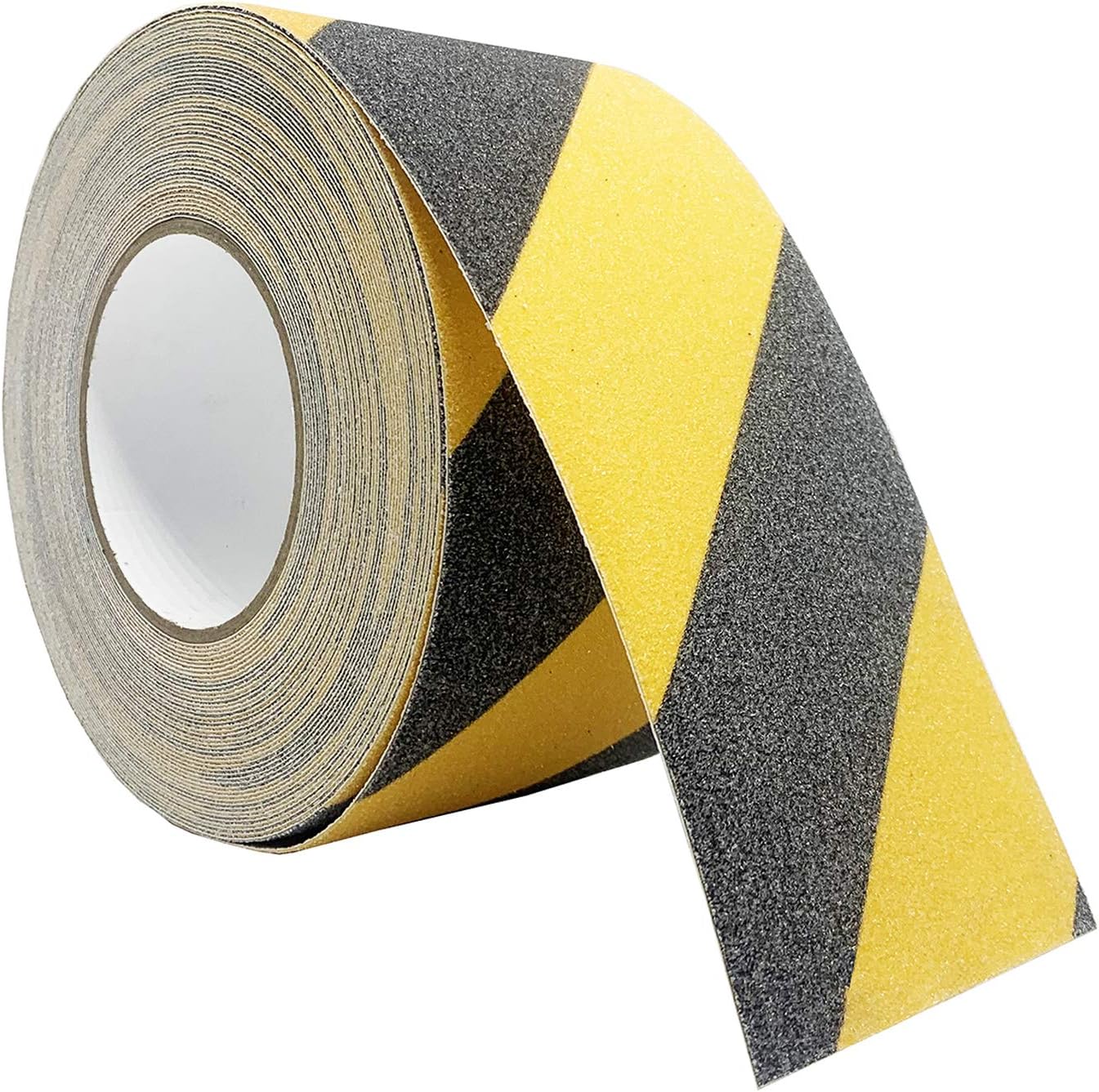 Reliancer Anti Slip Safety Grip Tape 4inx60ft Non Skid Tread Safety Tape with High Traction Grit Yellow & Black Marking Self-Adhesive Tape Hazard Caution Warning Tape for Stairs Steps Deck