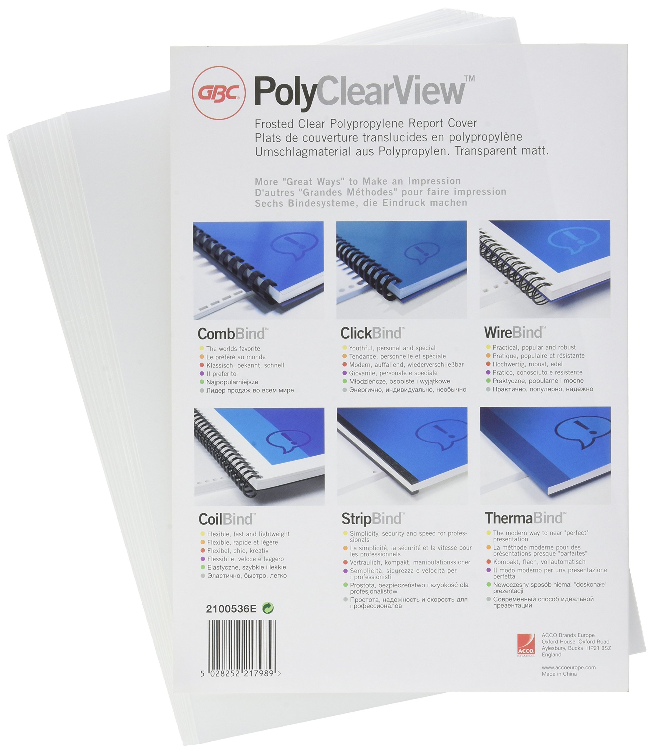 GBC PolyClearView Binding Covers 200 micron A4 Frosted Clear (100 Pack)