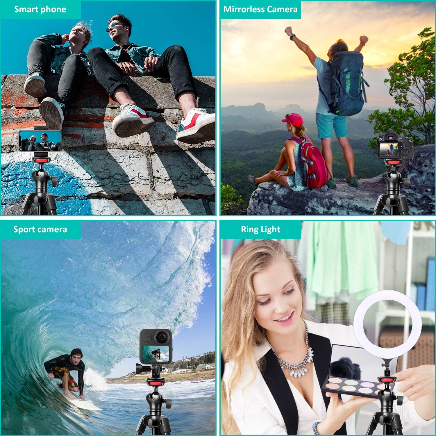 57”Tripod, Portable Lightweigh Travel Phone Tripod for Live Streaming Vlog Video, with Phone Clip, Remote Shutter, Backpack, Maximum Load 3KG, 1/4" Mounting Screw, TAIROAD T50 : Camera & Photo
