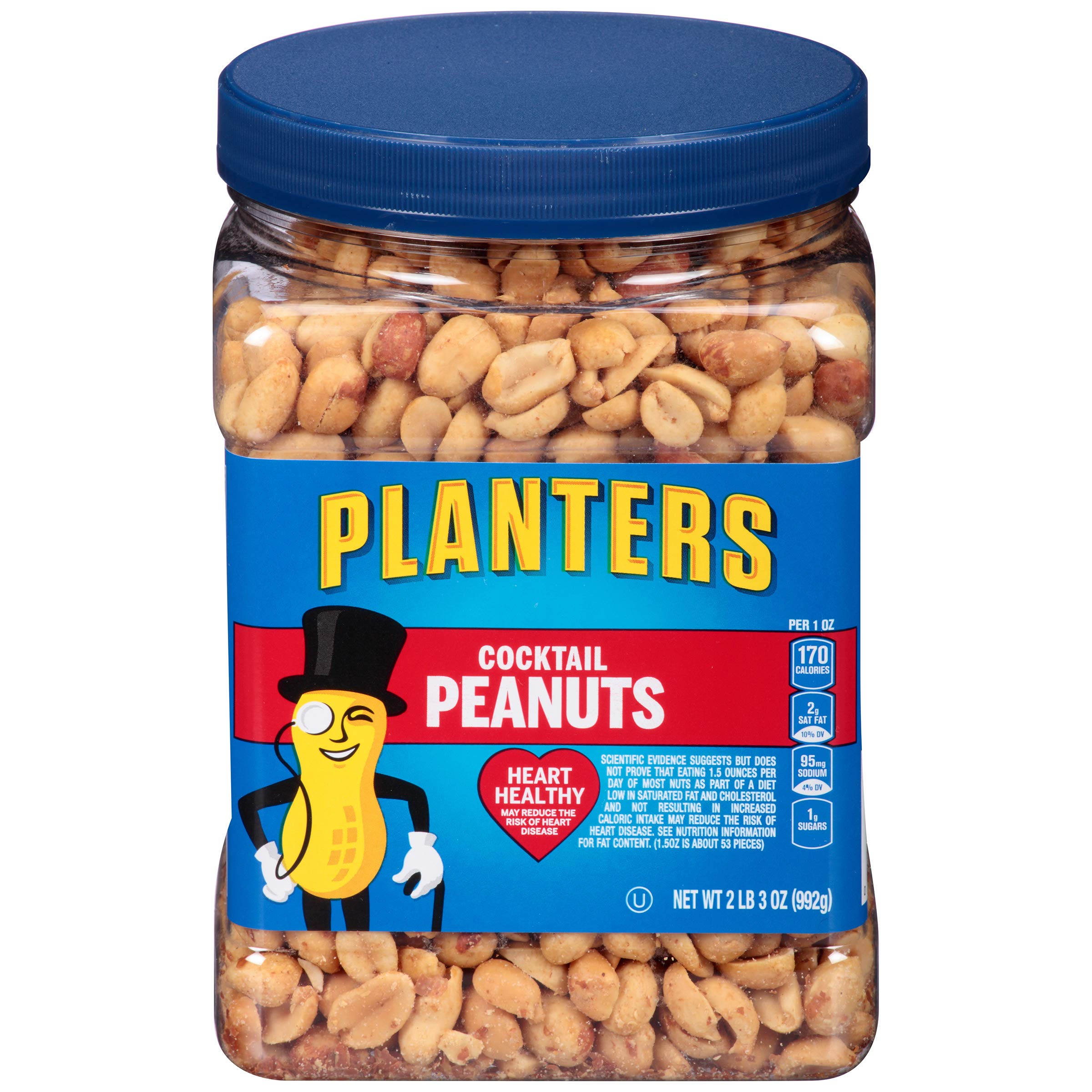 PLANTERS Salted Cocktail Peanuts, 35 Oz. Resealable Jar Heart Healthy