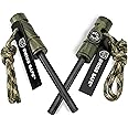 Swiss Safe 5-in-1 Magnesium Ferro Rod Fire Starter Survival Tool - Flint & Steel Striker, Compass, Paracord & Whistle - Emergency Kit for Backpacking, Camping, Hiking - All-Weather