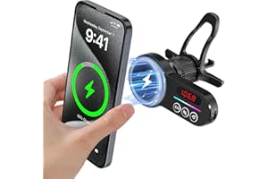 Magift Bluetooth 5.3 FM Transmitter for Car, [Stronger Microphone & HiFi Bass Sound] Cigarette Lighter Radio Music Adapter Charger, Supports Hands-Free Siri Google Assistant, Small