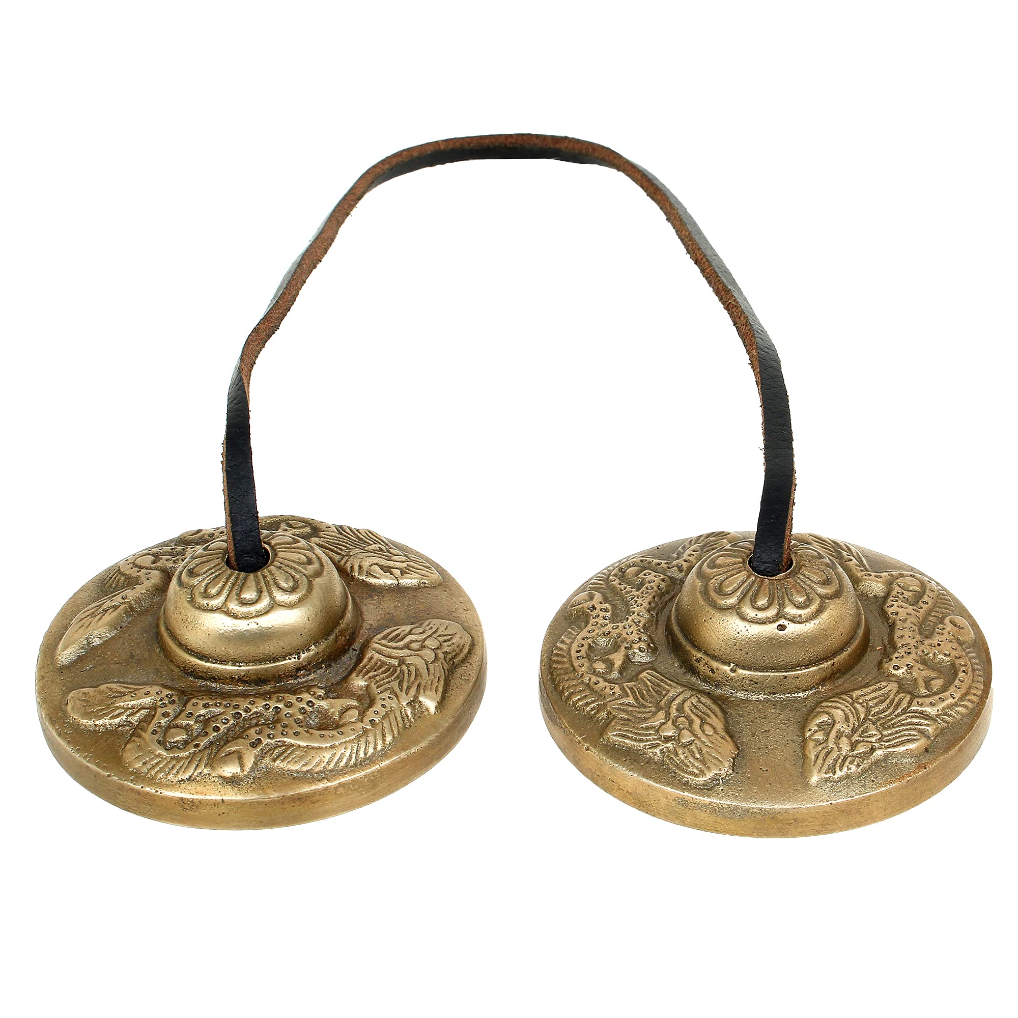 Ajuny Tibetan Tingsha Cymbals Bells Buddhist Meditation Yoga Bell Embossed With Dragons Manjira Instrument Spiritual Gift