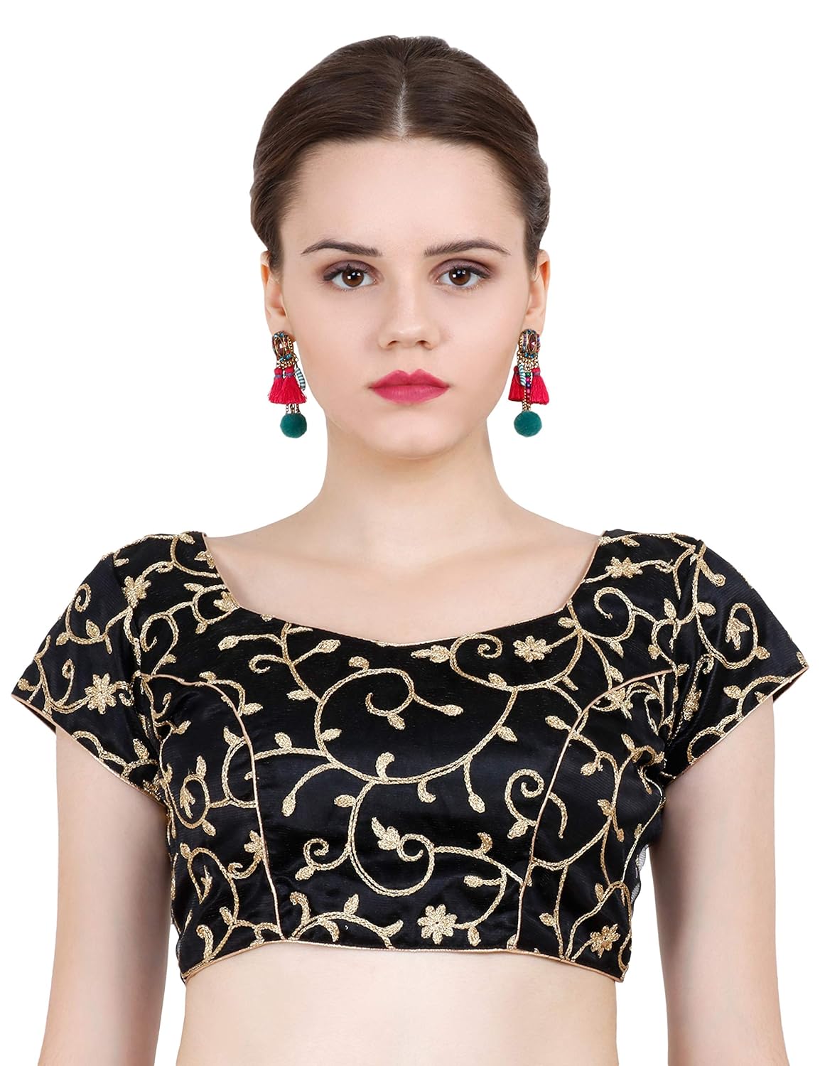 nd&r embroidered net zari blouse single piece