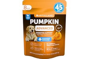 ARTULLANO Pumpkin Powder for Dogs Digestive Support - 8 OZ - Fiber Supplement for Constipation - For Gut Balance, Healthy Skin, Digestion, Anal Glands, Firm Stool, Poop, Anti Diarrhea, Gas Relief - Create Puree