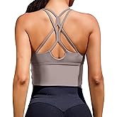XUNYU Sports Bras for Women High Support Longline Workout Tank Tops Built in Bra Padded Strappy Yoga Crop Top Cross Gym