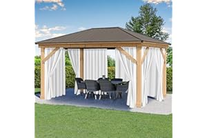 HolidayIdeas Waterproof Patio Outdoor Curtains with Rod Pocket, 6 Pcs- UV & Privacy Protect Weatherproof Gazebo Outdoor Drapes for Porch, Balcony, Apartment, Sliding Glass Door, White, 54x84 Inch