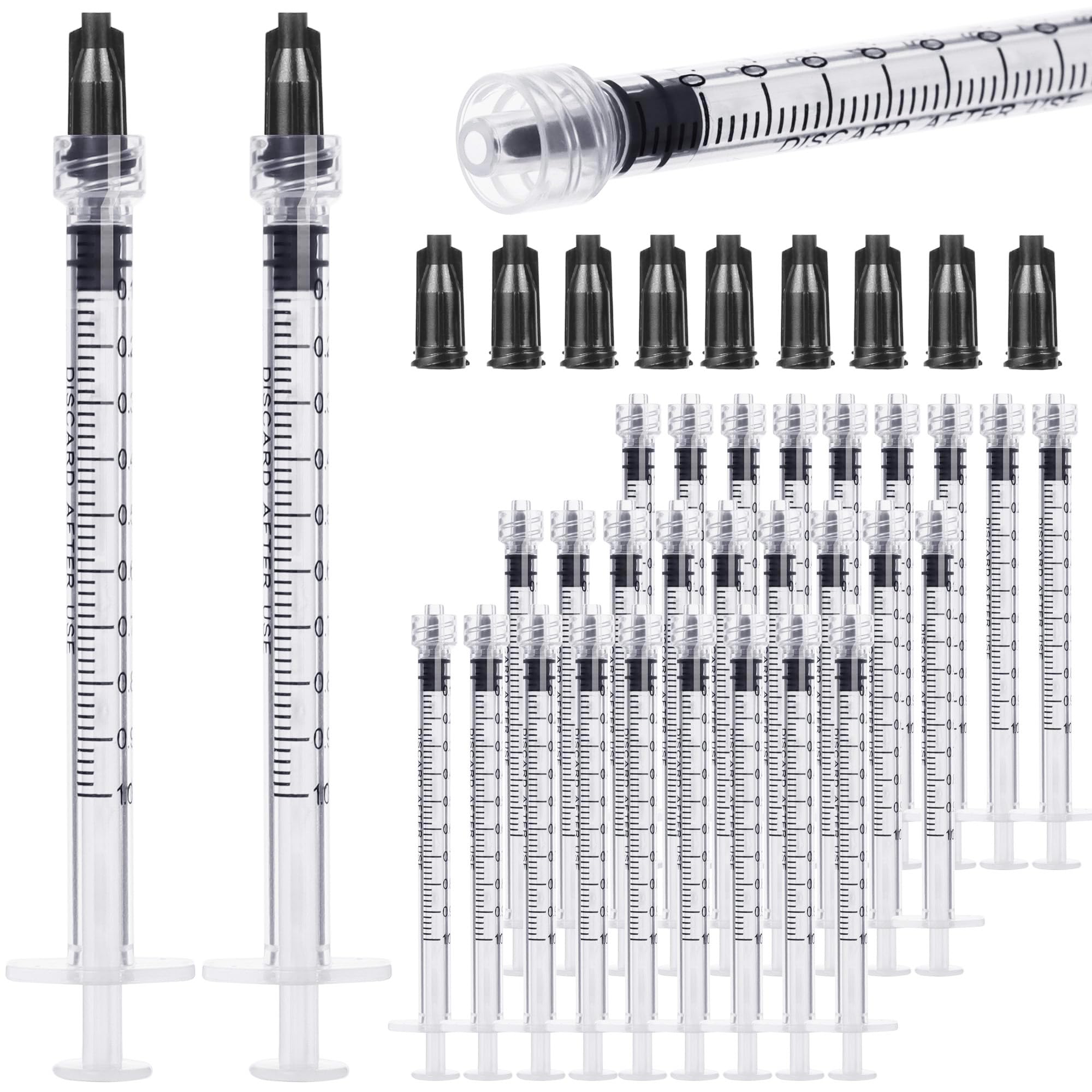 Photo 1 of 30Pack 1ml Luer Lock Syringe Without Needle - 1cc Plastic Syringes Individually Sterile Sealed with Tip Caps, No Needles ( 30Pack 1 ml )
