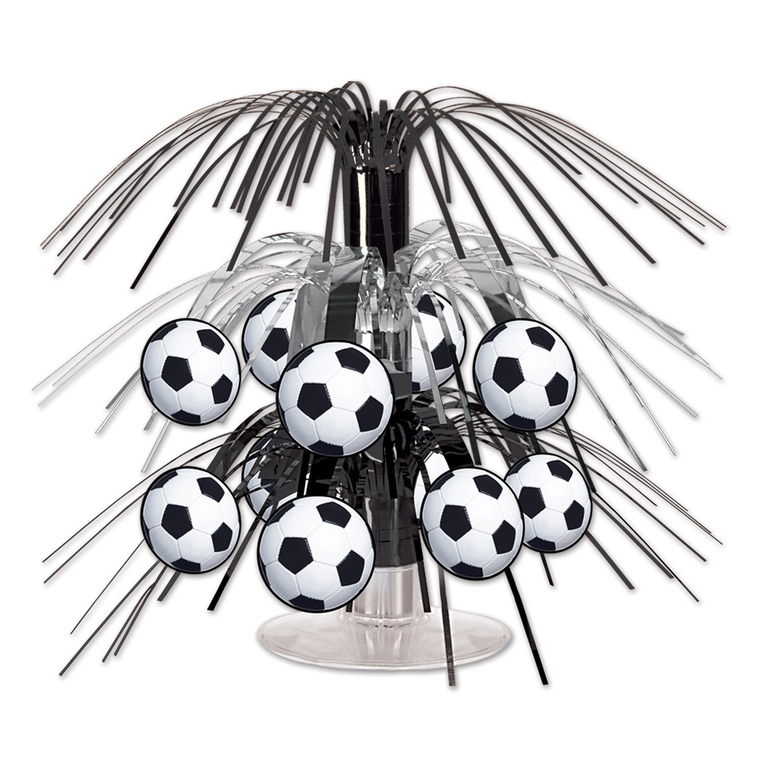 Beistle Soccer Ball Mini Cascade Centerpiece, Black/Silver/White, 71/2-Inch
