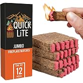Jumbo Fireplace Match &ndash; Sturdy Wooden Safety Wooden Fire Starters for BBQ, Campfires &amp; Candles &ndash; Long Reach Fire Starters with Easy-Strike Box (12-Count)
