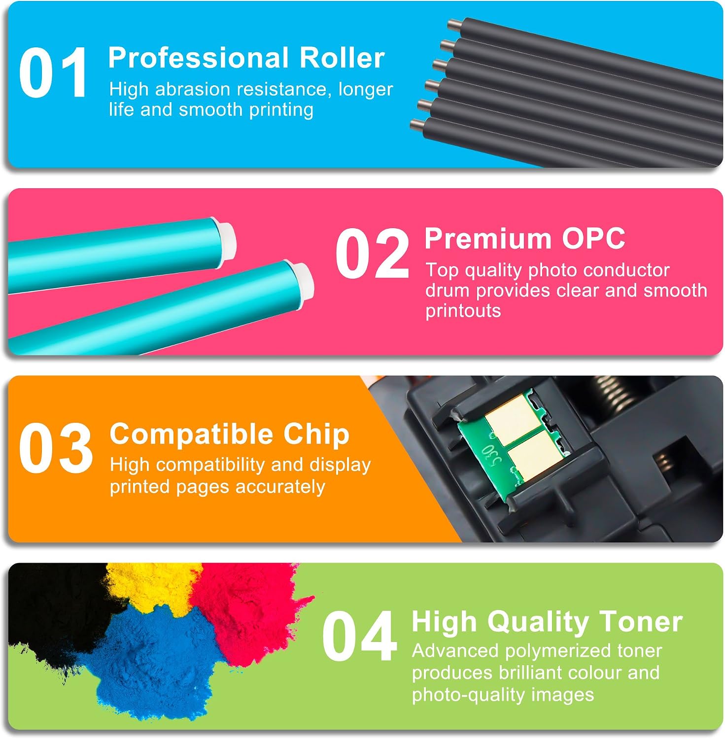 STAROVER 305X CE410X Remanufactured Compatible Toner Cartridge Replacement for HP 305A CE411A CE412A CE413A for HP LaserJet Pro 400 color M451dn M451nw M451dw MFP M475dw M475dn M375nw M351a (4-Pack) - Image 4